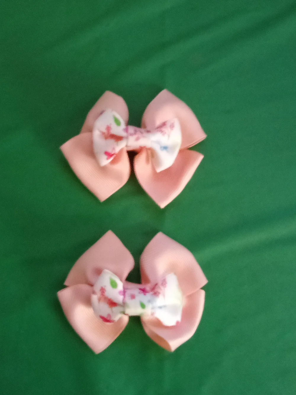 Kids Pink Floral Double-Layer Hair Bows ( Home )